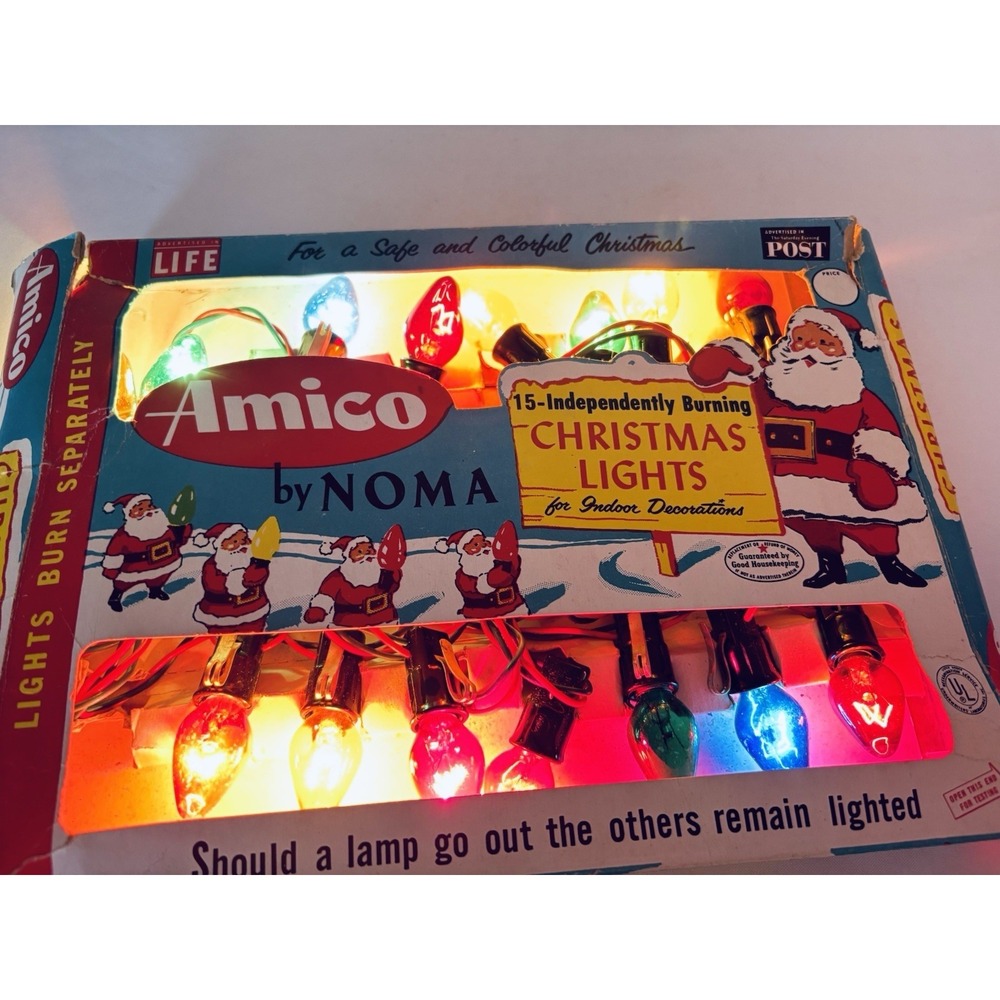 Vintage Amico by Noma 15 Indoor String Christmas Lights Catalog No. 2515